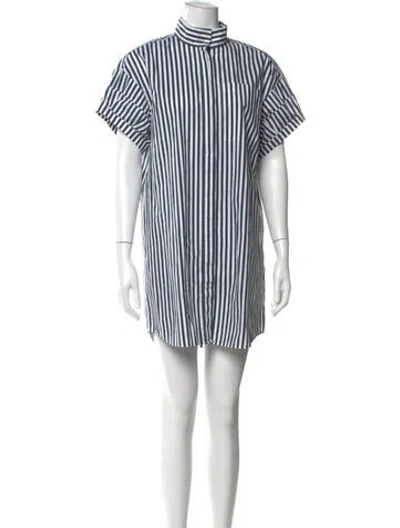 Pre-owned Frame Striped Mini Dress In Blue