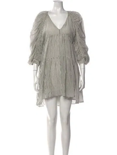 Pre-owned Frame Striped Mini Dress In Gray