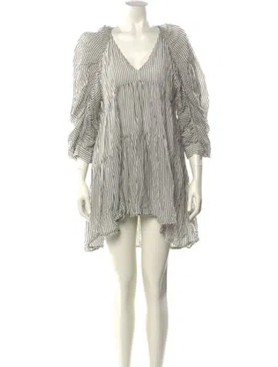 Pre-owned Frame Striped Mini Dress In White