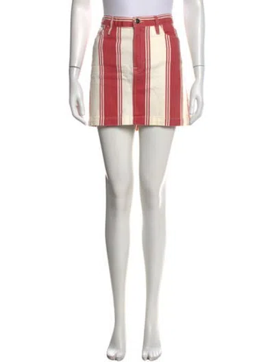 Pre-owned Frame Striped Mini Skirt In Red