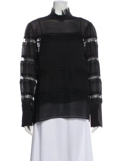 Pre-owned Frame Striped Mock Neck Blouse In Gray