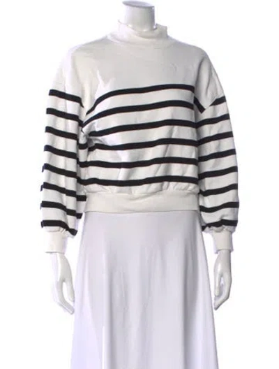 Pre-owned Frame Striped Mock Neck Sweater In Green
