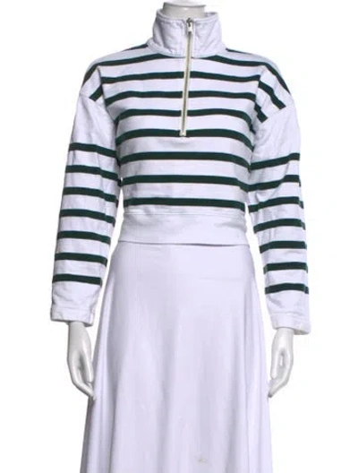 Pre-owned Frame Striped Mock Neck Sweater In Green