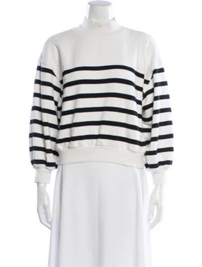 Pre-owned Frame Striped Mock Neck Sweatshirt In Neutral