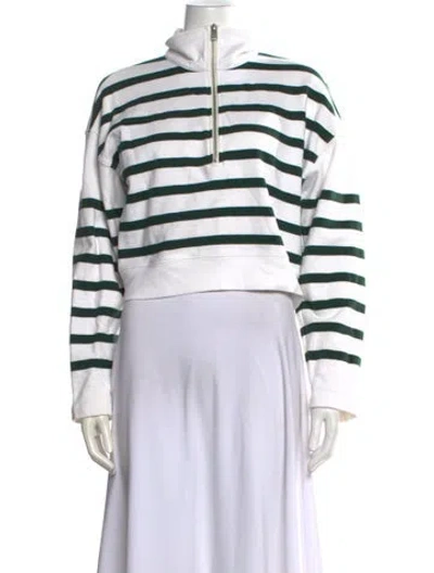 Pre-owned Frame Striped Mock Neck Sweatshirt In White
