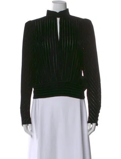 Pre-owned Frame Striped Mock Neck Top In Black