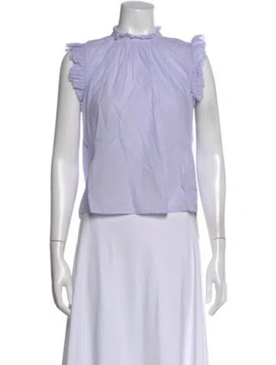 Pre-owned Frame Striped Mock Neck Top In Blue