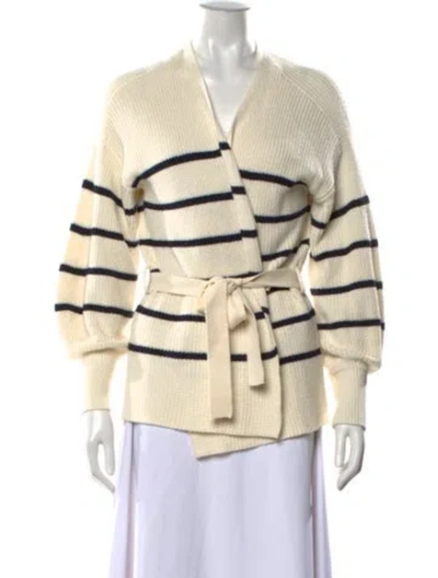 Pre-owned Frame Striped Open Front Sweater In Neutrals