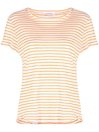 FRAME STRIPED ORGANIC-LINEN T-SHIRT