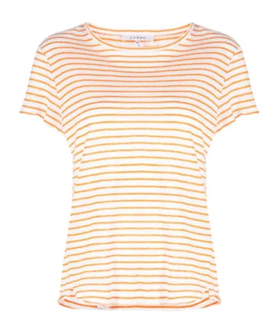 Frame Striped Organic-linen T-shirt In Gold
