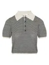 Frame Womens Cream Multi The Smart Polo Stripe Wool Knitted Shirt Xs In Black