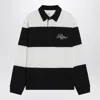 Frame Striped Cotton Polo Shirt With Long Sleeves In White