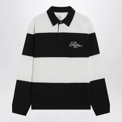 Frame Striped Polo Shirt In White
