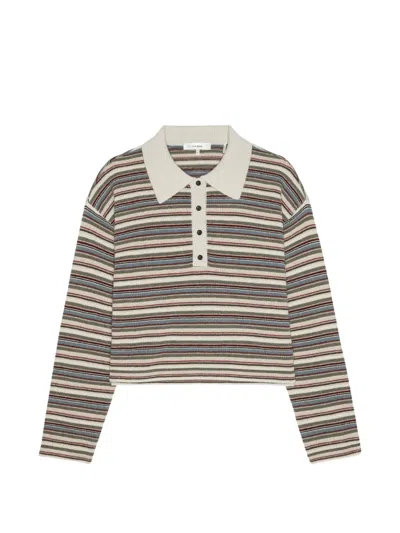 Frame Striped Polo-collar Polo Shirt In Multi