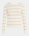 Frame Striped Rib Crew Neck Top In Camel Multi In Neutral