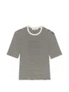Frame Striped Ribbed T-shirt In 화이트