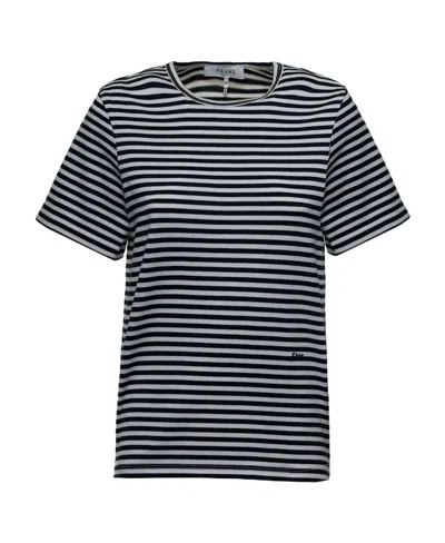 Frame Striped Round-necked T-shirt In Gray