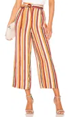 Frame Striped Satin Belted Wide Leg Crop Pants In Multicolor In Multi