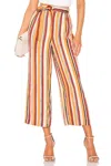 Frame Striped Satin Belted Wide Leg Crop Pants In Multicolor In Multi