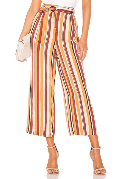 Frame Striped Satin Belted Wide Leg Crop Pants In Multicolor