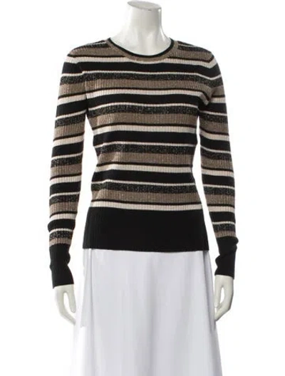 Pre-owned Frame Striped Scoop Neck Sweater In Black