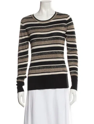 Pre-owned Frame Striped Scoop Neck Sweater In Black