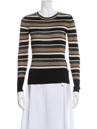 Pre-owned Frame Striped Scoop Neck Sweater In Black