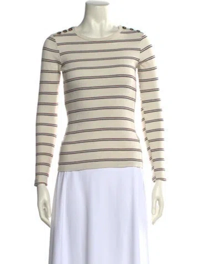 Pre-owned Frame Striped Scoop Neck Sweater In Blue