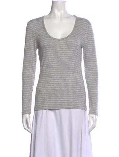 Pre-owned Frame Striped Scoop Neck Sweater In Grey
