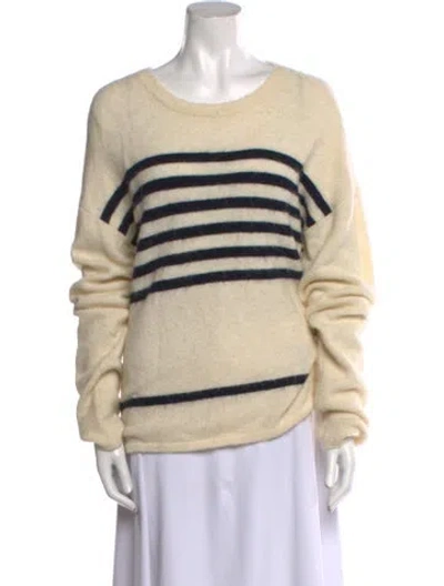 Pre-owned Frame Striped Scoop Neck Sweater In Neutral