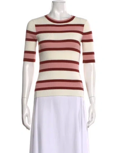 Pre-owned Frame Striped Scoop Neck Sweater In Red