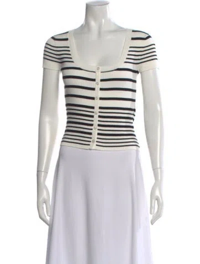 Pre-owned Frame Striped Scoop Neck Top In Multi