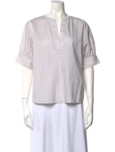 Pre-owned Frame Striped Scoop Neck Top In White