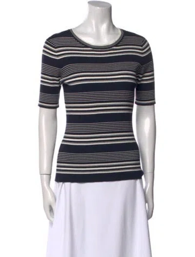 Pre-owned Frame Striped Scoop Neck T-shirt In Black