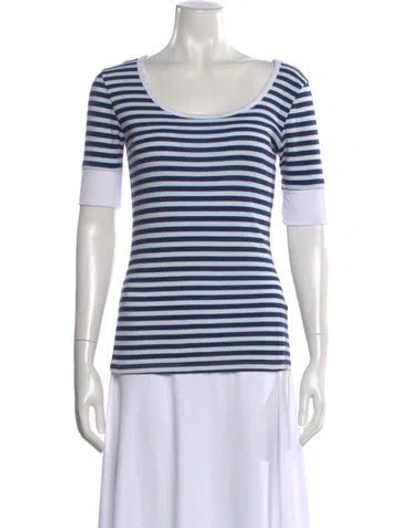 Pre-owned Frame Striped Scoop Neck T-shirt In Black