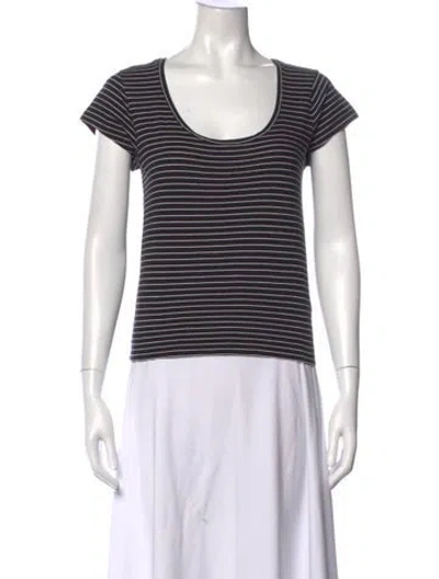 Pre-owned Frame Striped Scoop Neck T-shirt In Black
