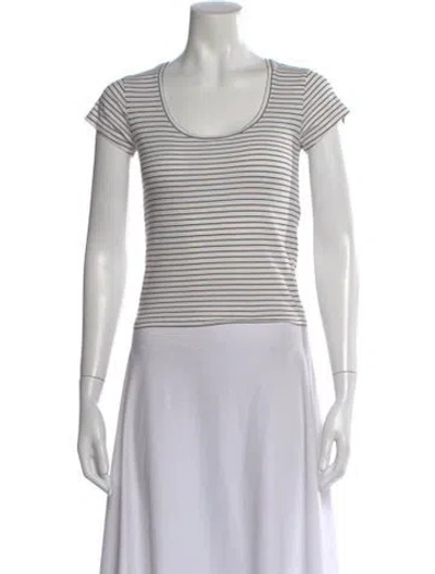 Pre-owned Frame Striped Scoop Neck T-shirt In Blue