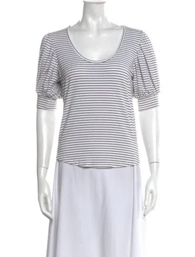 Pre-owned Frame Striped Scoop Neck T-shirt In Multi