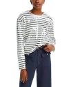 Frame Stripe Long-sleeve Sequined Top In Navy Multi