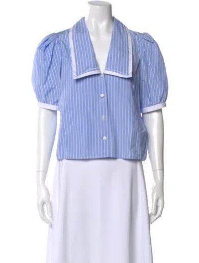 Pre-owned Frame Striped Short Sleeve Blouse In Multi