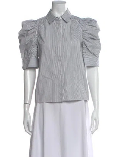 Pre-owned Frame Striped Short Sleeve Blouse In Multi