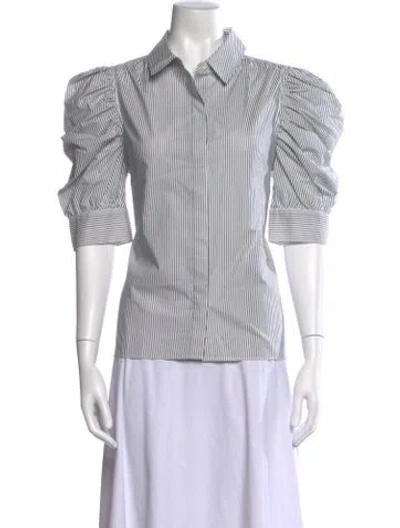 Pre-owned Frame Striped Short Sleeve Blouse In Multi