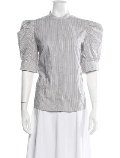Pre-owned Frame Striped Short Sleeve Blouse In Multi