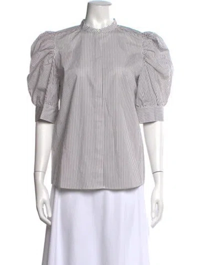 Pre-owned Frame Striped Short Sleeve Blouse W/ Tags In Neutrals