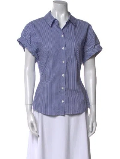 Pre-owned Frame Striped Short Sleeve Button-up Top In Multi