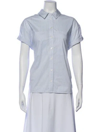 Pre-owned Frame Striped Short Sleeve Button-up Top In Multi