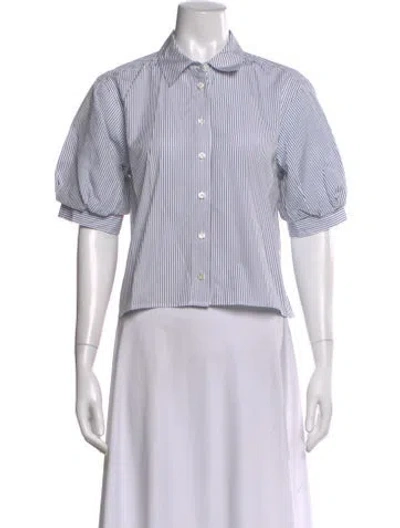 Pre-owned Frame Striped Short Sleeve Button-up Top In Multi