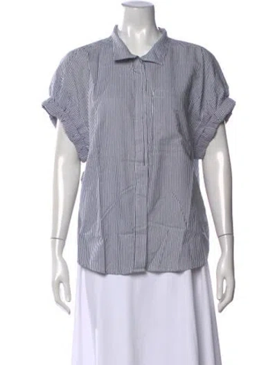 Pre-owned Frame Striped Short Sleeve Button-up Top In Multi