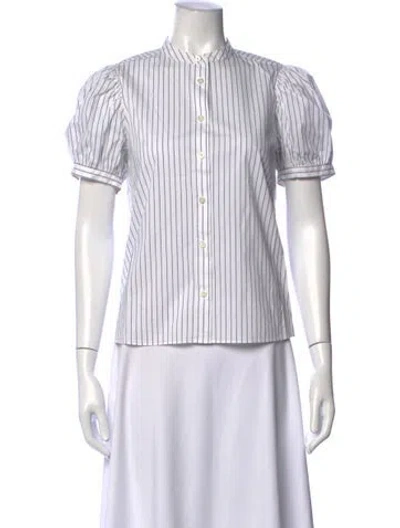 Pre-owned Frame Striped Short Sleeve Button-up Top In Multi