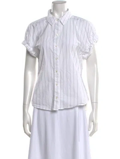 Pre-owned Frame Striped Short Sleeve Button-up Top In Neutral